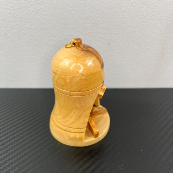 Olive Wood Bell-Shaped Nativity Scene Ornament Handcrafted Christmas Jesus - Picture 4 of 9